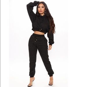 Glitz and chill rhinestone lounge set